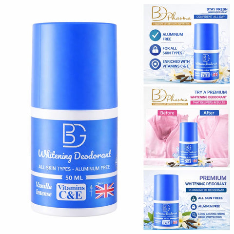BG Deodorant Roll-On Vanilla Intense – 50 ML-48-Hour Protection - Aluminum-Free - Soft & Gentle