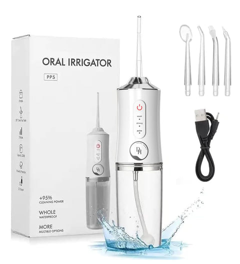 DEAL HUNT Cordless Water Flosser: 3 DIY modes & 4 Nozzels, portable dental irrigator, suitable for braces, IPX7 waterproof H2O Flosser, 220ML tank - Electric Dental Oral Irrigator