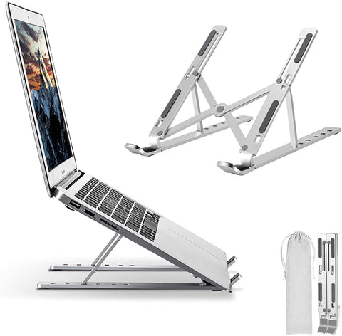 Laptop Stand, BiuLing Adjustable Portable Laptop Holder for Desk, Aluminum Foldable Laptop Riser with 6 Levels of Height Adjustment, Compatible with MacBook Air Pro, Dell, HP, Lenovo,10-15.6” Laptops