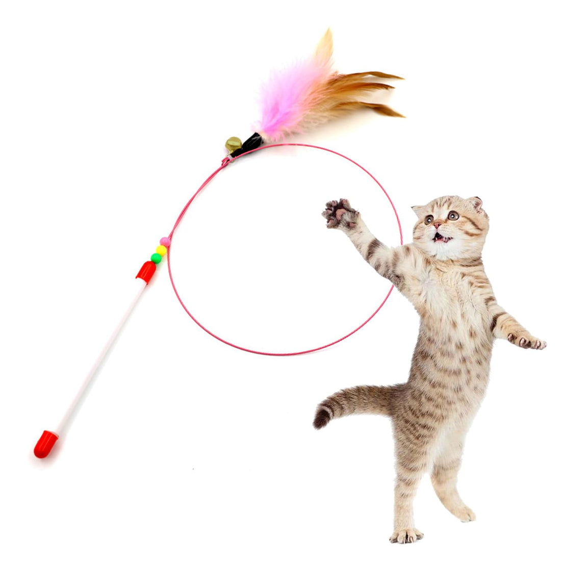 1pcs Feather Teaser CatToy,Cat Feather Toys,Cats Wand Toys,Interactive CatCatcher and Exerciser Wand,Chaser Wire Toy Stick,Cat KittenFeather Duster Toy,Interactive Cats Teaser For Indoor Kittens