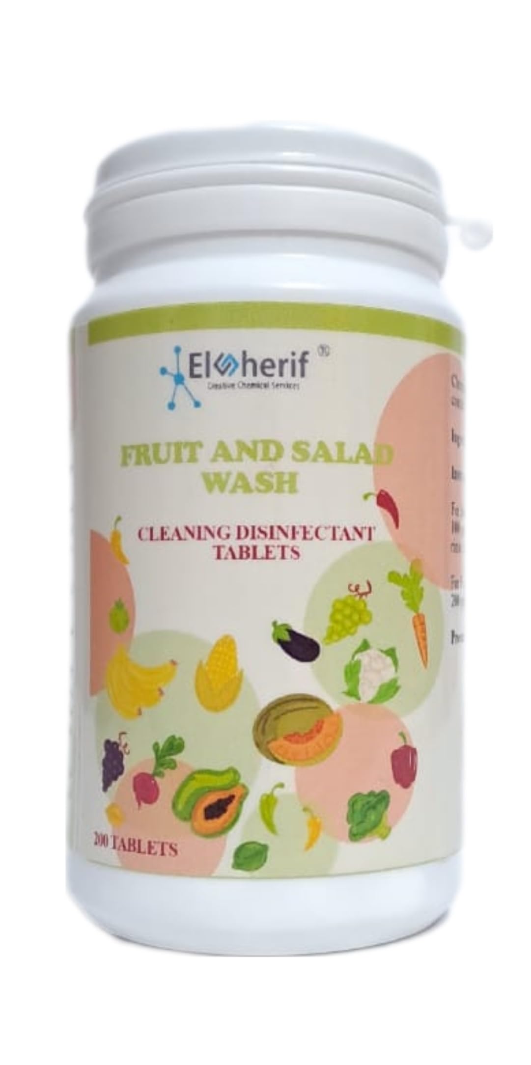Disinfectant Chlorine Effervescent Tablets for Vegetables, Fruit and Food Preparation Surfaces, 200 Tablets