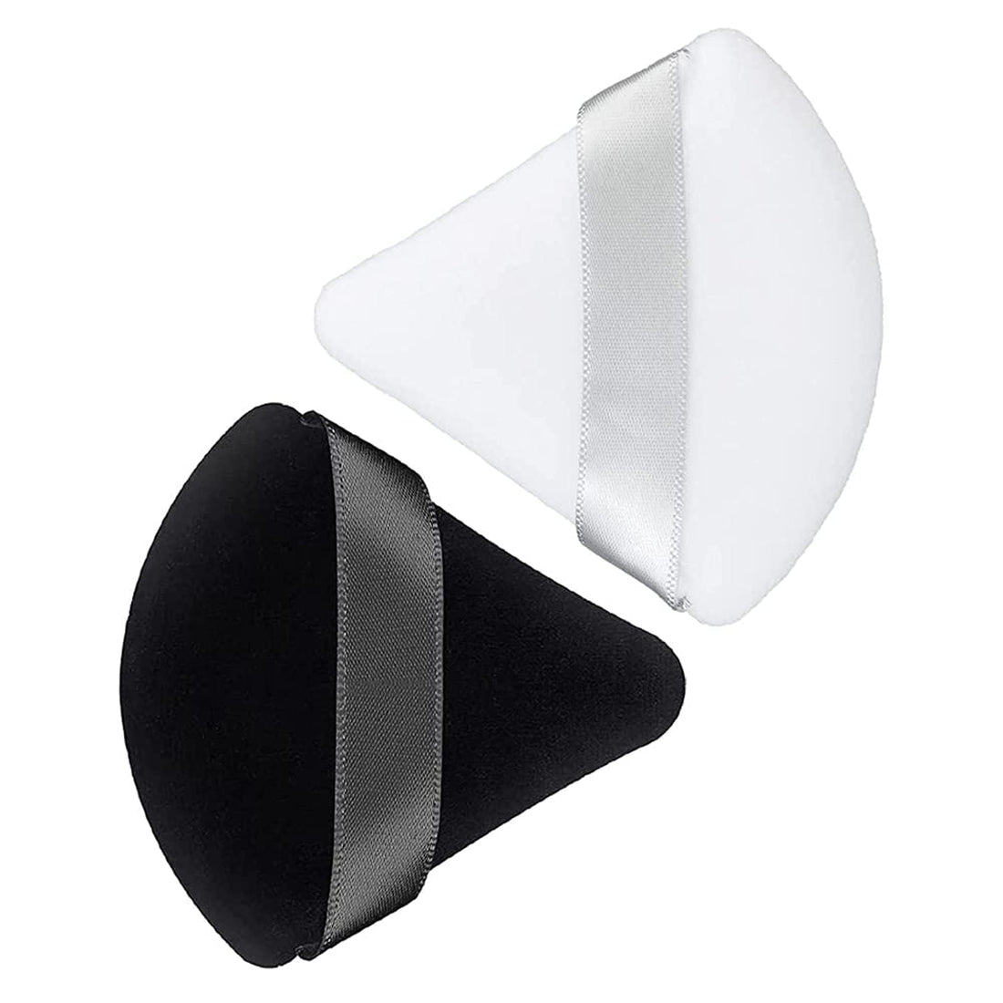 2 PCs Powder Puff Triangle Makeup Sponge for Loose or Pressed Powder Puffs Cosmetic Foundation Face Beauty Sponges Soft Reusable Wet Dry Makeup Puff Powder Sponge with Strap-Black,White, Black/White
