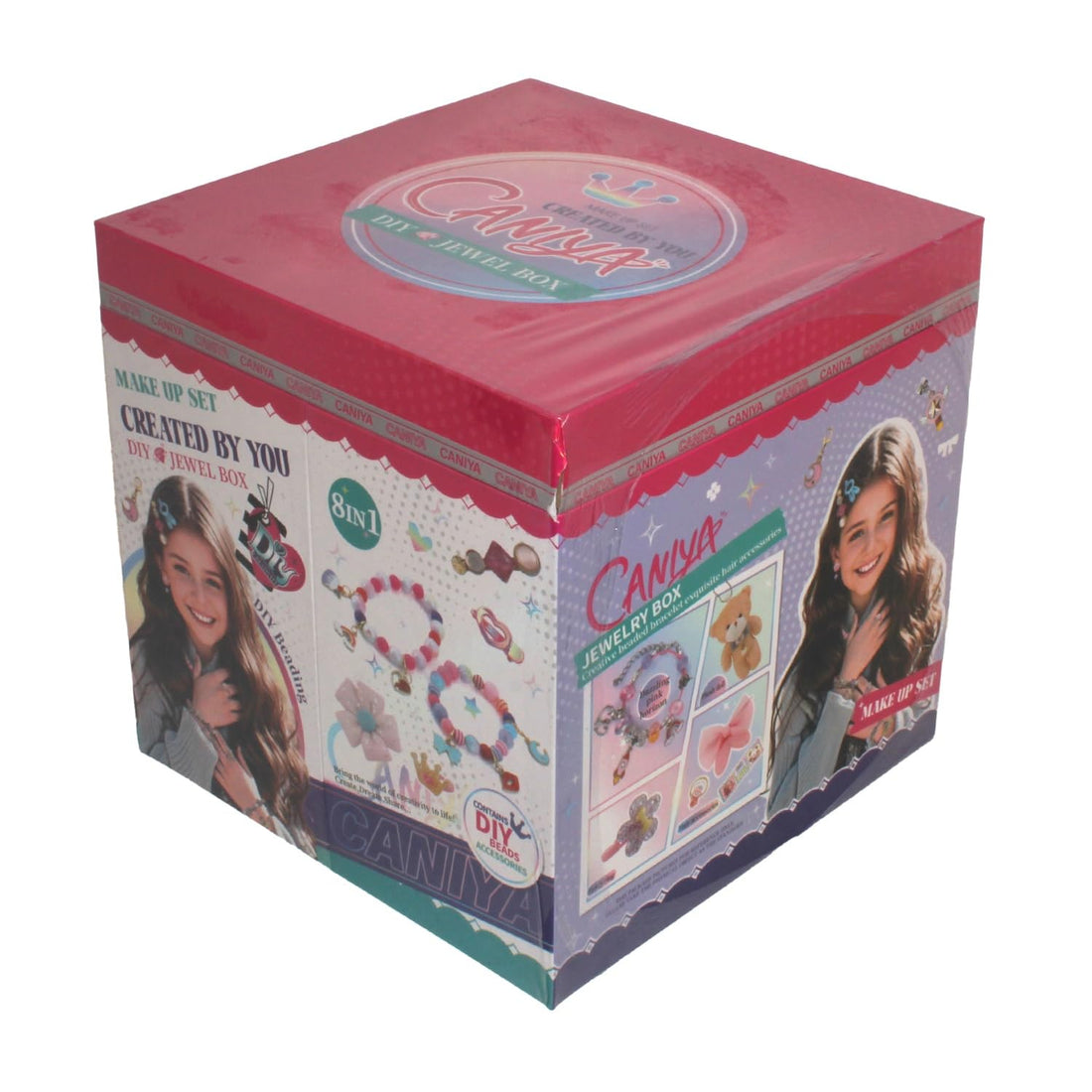 Caniya DIY Jewelry & Makeup Box for Kids (8 in 1) – Cube Design