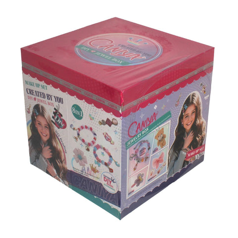 Caniya DIY Jewelry & Makeup Box for Kids (8 in 1) – Cube Design