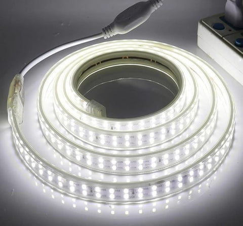 Shaheen Light LED Strip 5 Meters with Connector Double 120 Bulbs in Meter - Ready to Connect on Electric Direct - Waterproof - for All Uses Indoor and Outdoor (White)