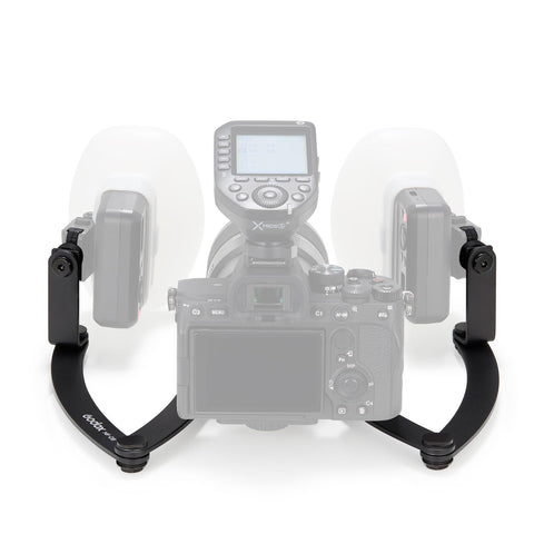 GODOX MF-DB Flexible Flash Bracket with Dual Flash Mounts Aluminum Alloy 360°Rotatable Head for Dental Photography Portrait Macro Photography Compatible with Nikon/Sony DSLR Cameras