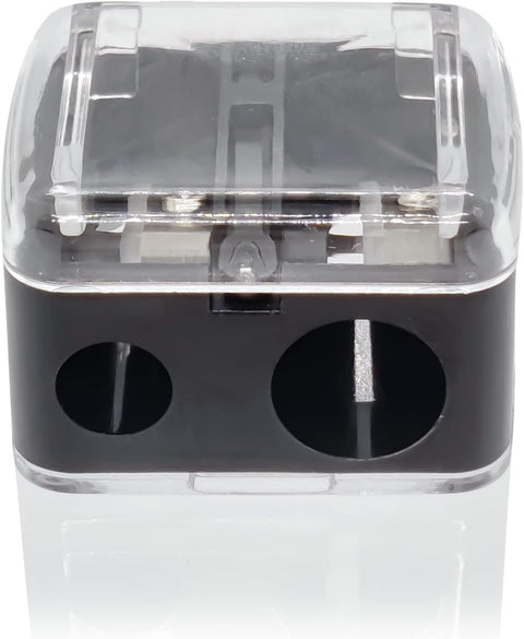 Make Up Sharpener - 2 Holes Dual Make up Pencil Sharpener, Pencil sharpeners Eyeliner Sharpener, Cosmetic Sharpener for Eyebrow Pencil, Eye Liner, Lip Liner and Brow Pencil (Pack of 1) (1, black)