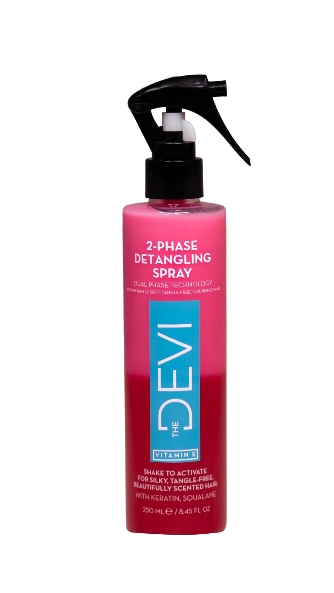 DEVI 2-Phase Detangling Spray, 250ml, with Keratin and Squalane, Hair Care Leave-in Formula