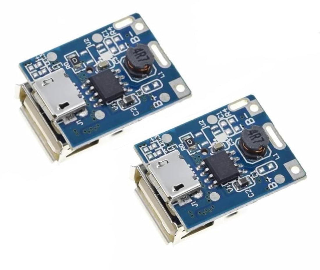 2X PCs 5V Lithium Battery Charger Step Up Protection Board Boost Power Module Micro USB Li-Po Li-ion 18650 for Power Bank DIY