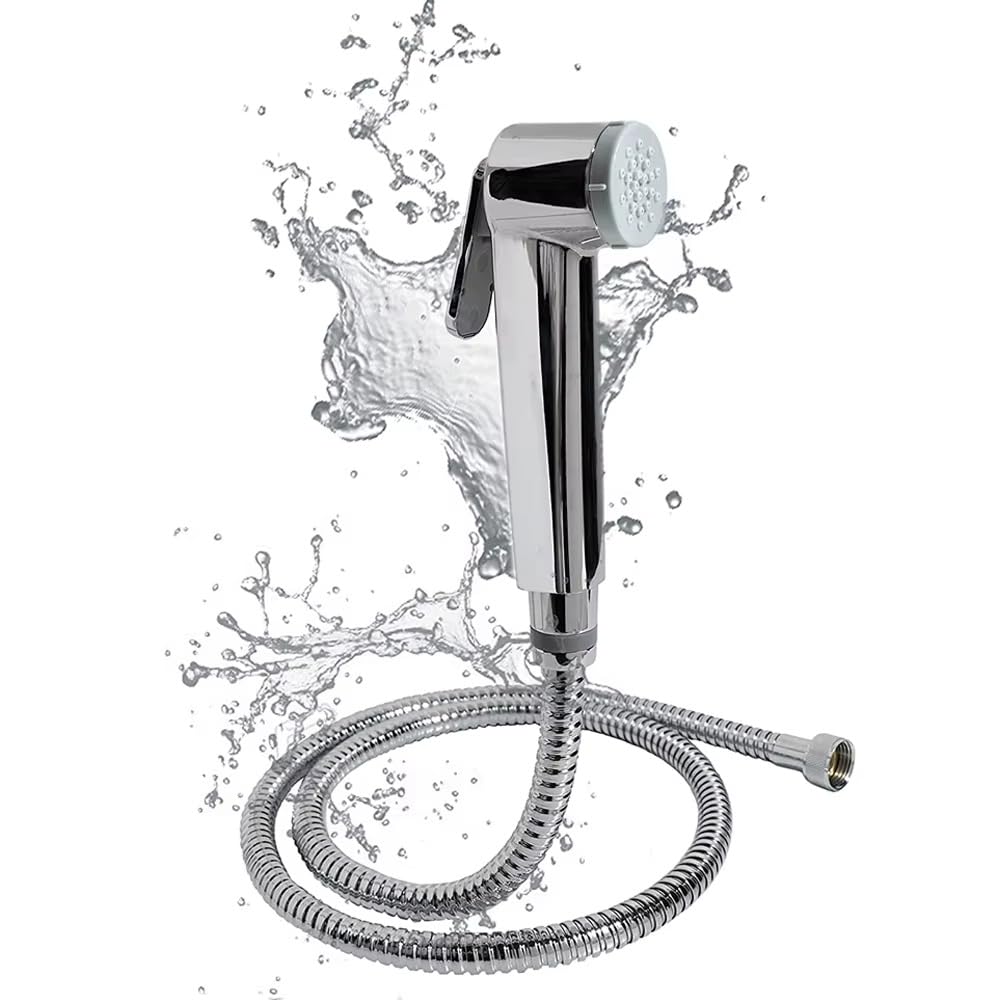 Outdoor Bathroom Shattaf Set - Unlimited Purity - Versatile Bidet for Personal Care - Portable Personal Care Shattaf Set (Plastic External Shattaf Silver)