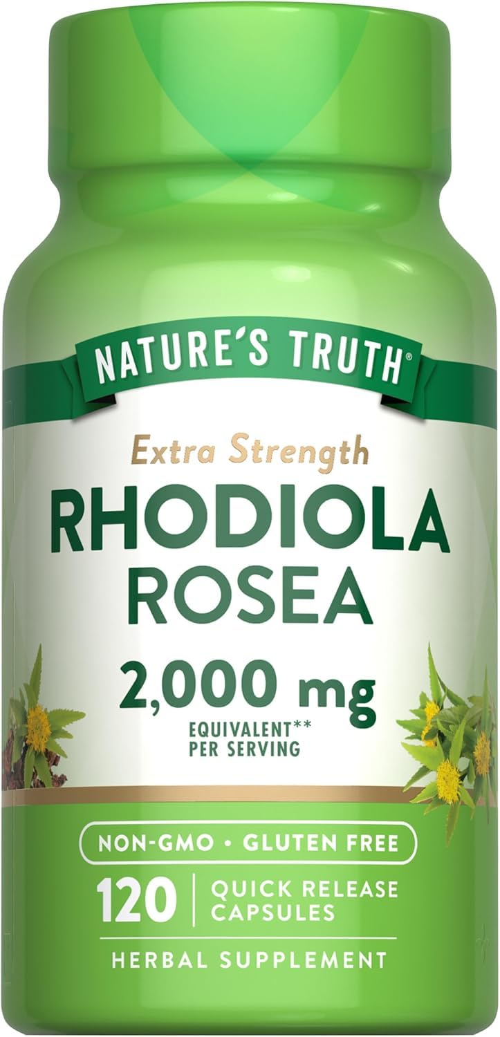Rhodiola Rosea 2000 mg, Extra Strength Herbal Supplement, Non-GMO, Gluten Free, 120 Quick Release Capsules