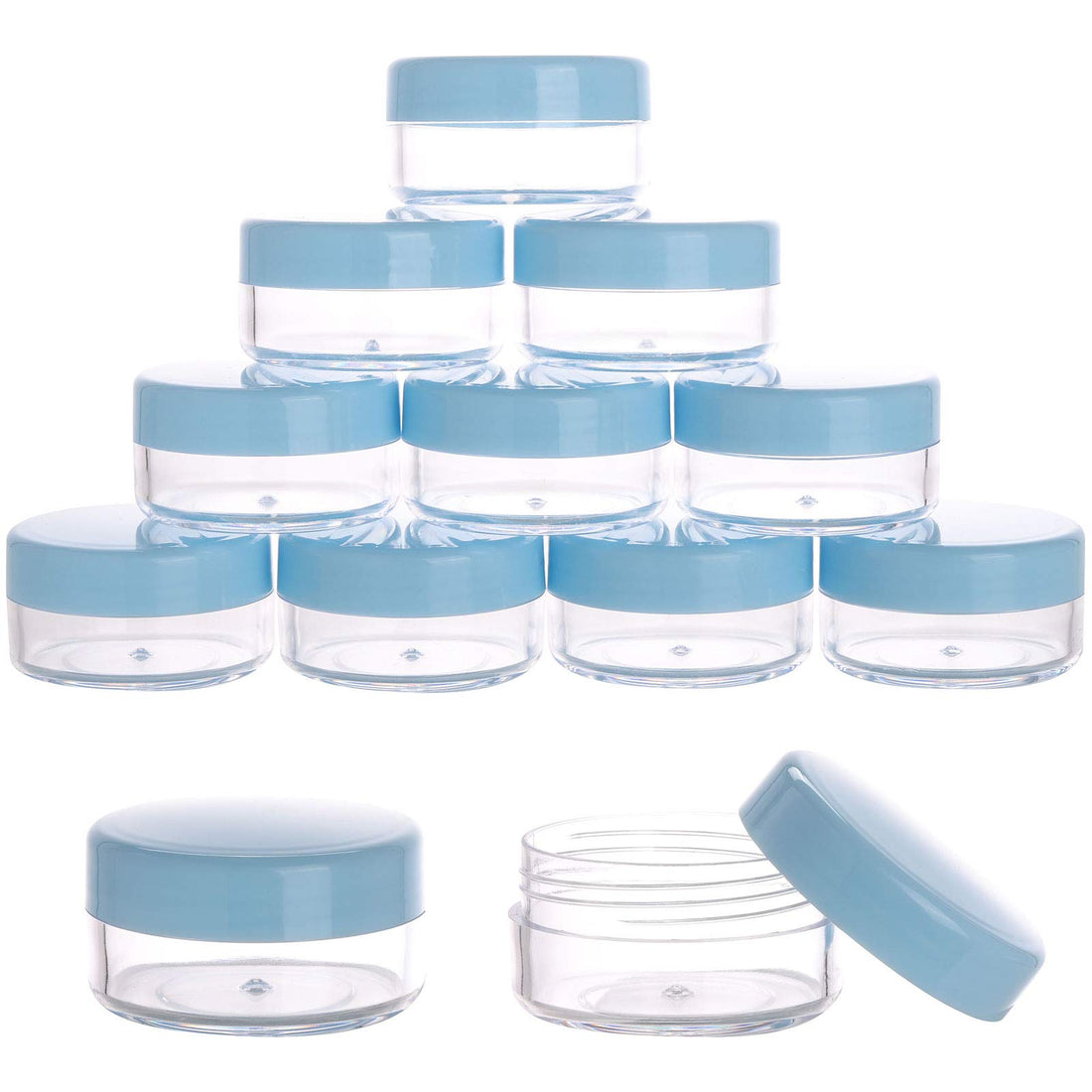 Tecbeauty 35 Pcs 10g Empty Jars for Cream and Lotion Refillable Travel Sample Jars, Blue