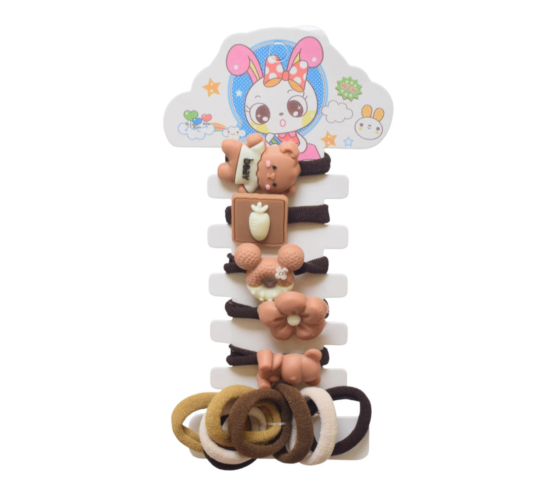 Daphne 13-Piece Girls' Cotton Hair Ties - Multicolor - 1878