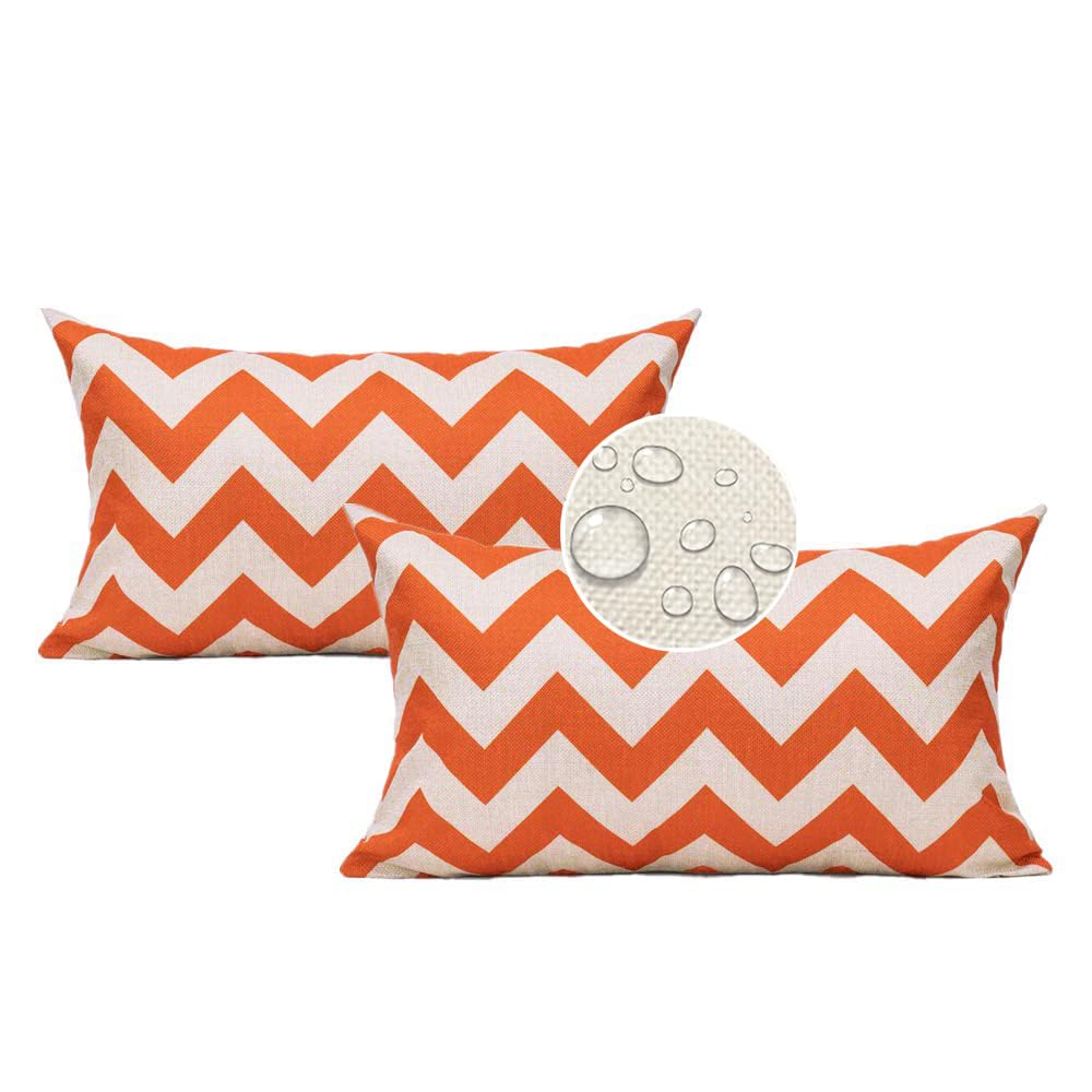 All Smiles Orange Rectangle Lambar Cushion Covers Geometric Throw Pillow Covers Cases 12x20 Set of 2 Outdoor Patio Decorative Oblong Pillow Home Décor Square for Couch Sofa Chair