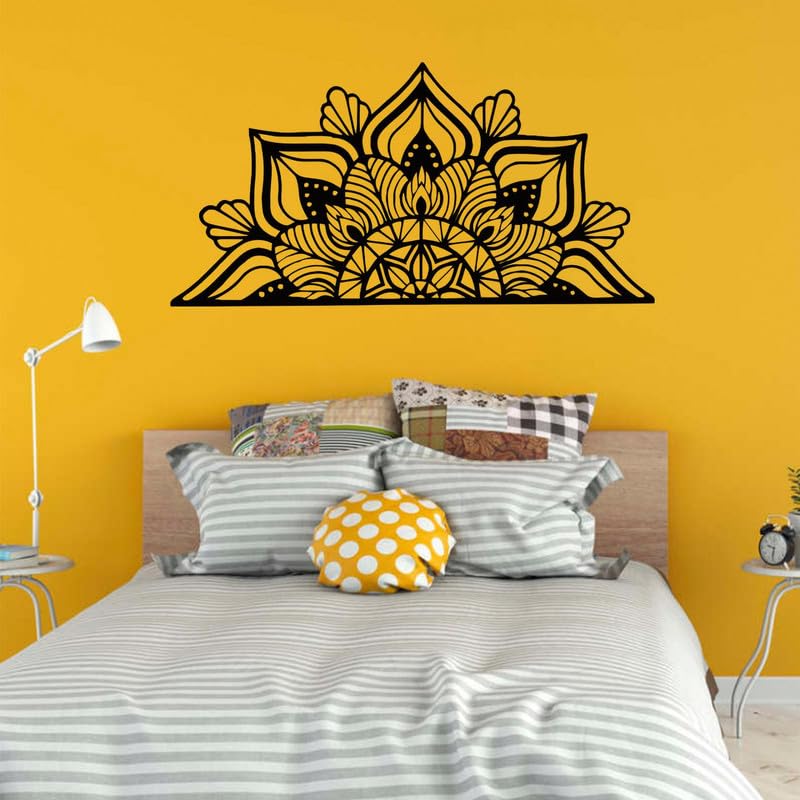 Lotus Flower Mandala Wall Art 130x65cm Black WQ.WA192.01
