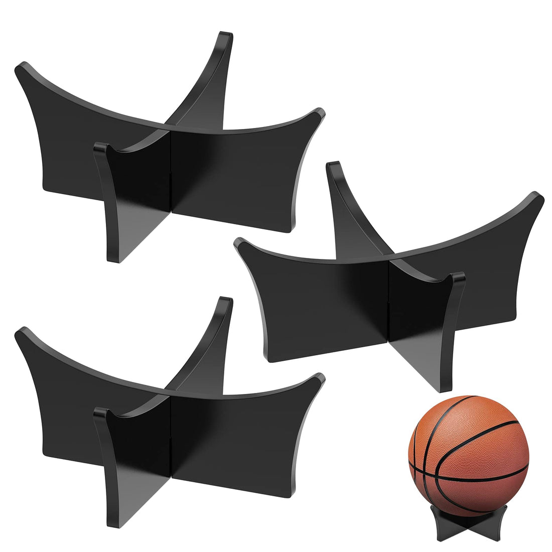 CANIPHA Acrylic Ball Stand Holder,Ball Display Stand for Football Basketball Soccer Ball Holder,Volleyball Rugby Ball Sports Ball Storage Rack,Trophy Autograph Memorabilia Display Cases(3 Pcs)