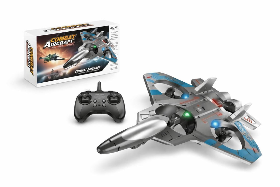 Remote Control Fighter Plane for Kids - War Airplane Drone with LED Light 360° Rotation Professional Flying Toys for Boys