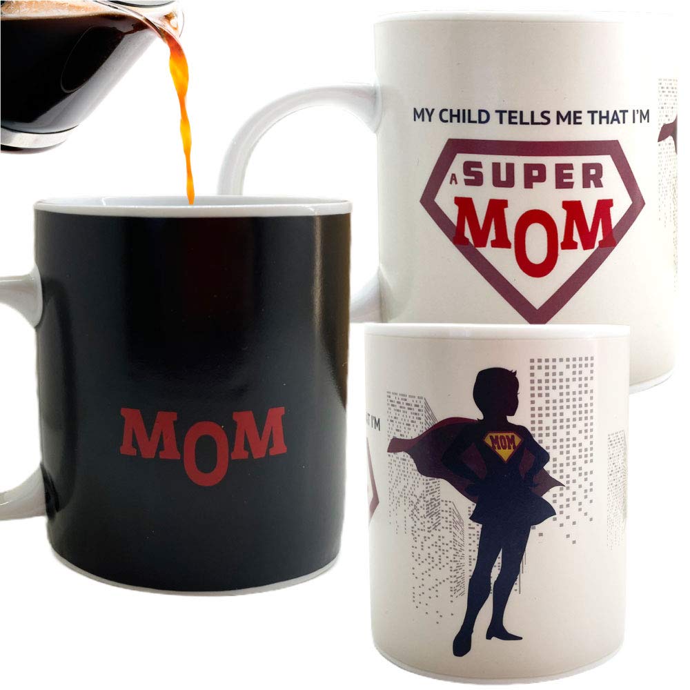 InGwest Funny Color Changing Mug for Super Mother. Best Mom Ever. 11 oz. Ceramic Heat Sensitive Color Changing Mug