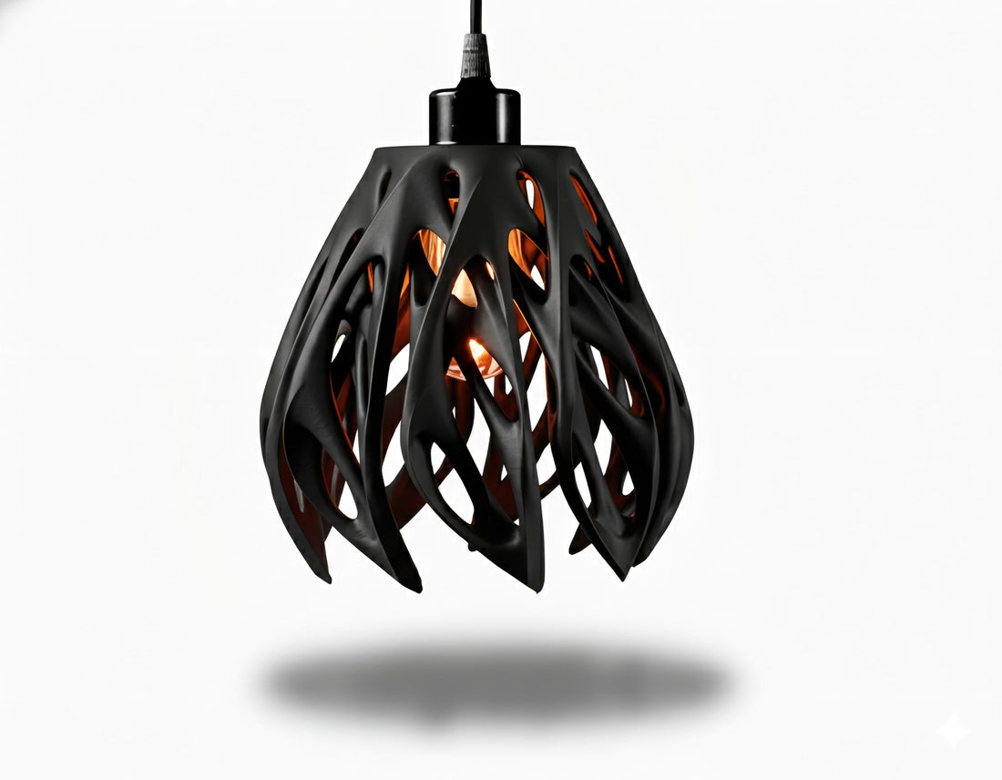 Modern Mantis Pendant Lamp | Artistic Organic Design | Elegant Hanging Light for Home Decor, Living Room, Bedroom | Unique Chandelier Shade (Mednight Black)