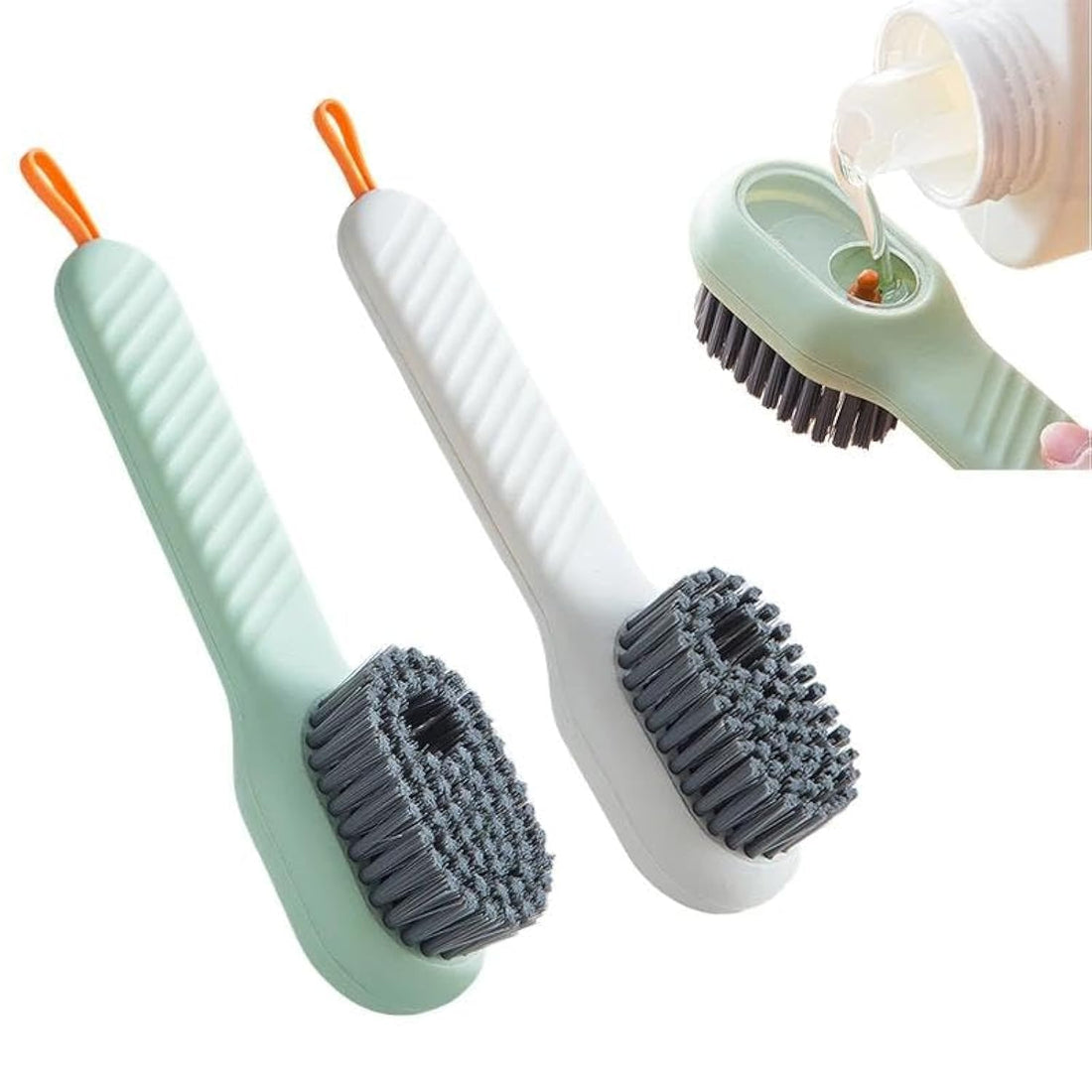 Shoe Cleaning Brush with Liquid Soap Dispenser, Reusable Cleaning Brush for Shoes and Clothes, Available in Al-Israa (2 Pieces))