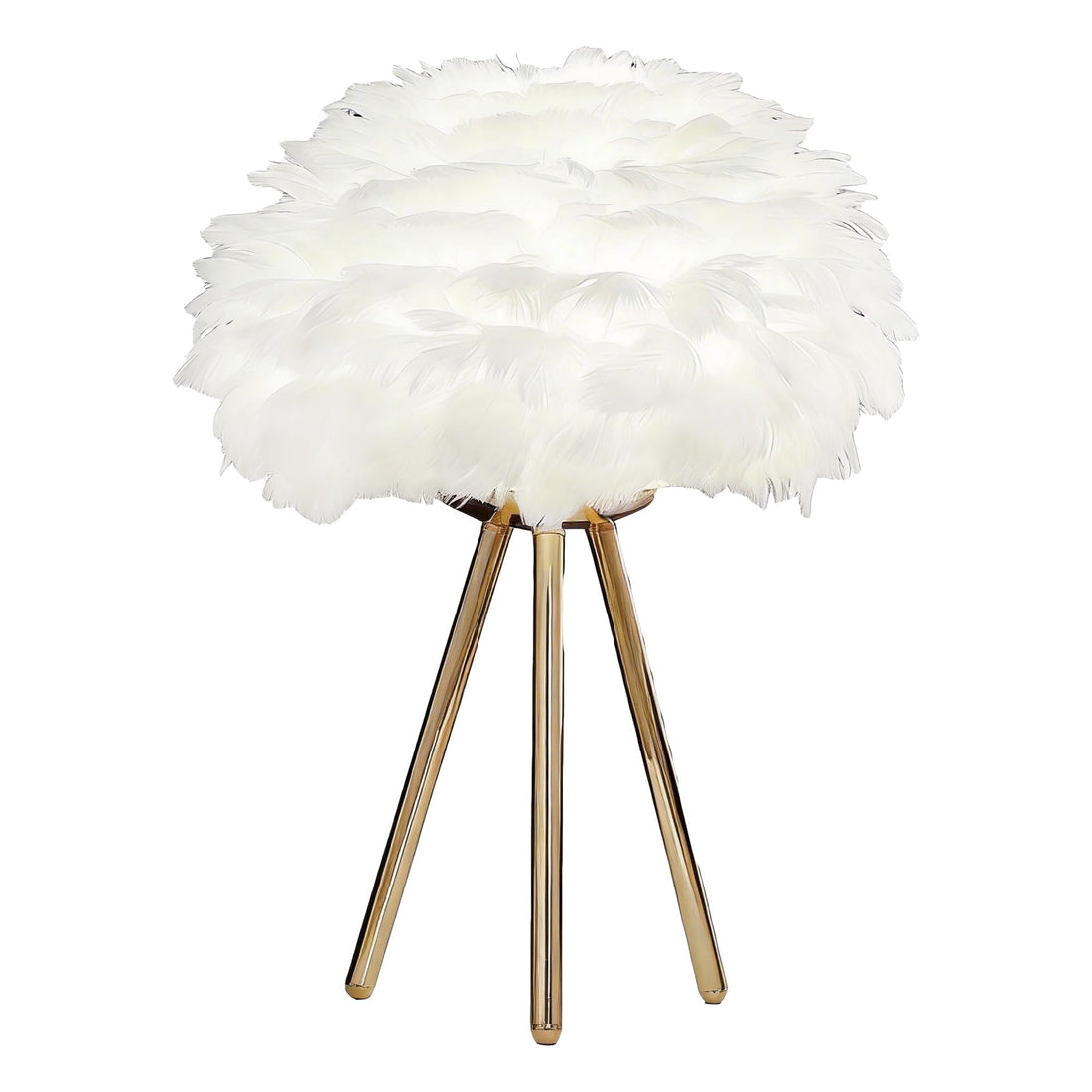 White Feather Lamp Tripod Lamp for for Girls Bedrooms Living Room Aesthetic Decor Desk Lamp Unique Bedside Lamps Gold Large Table Lamp (Tripod lamp - White)
