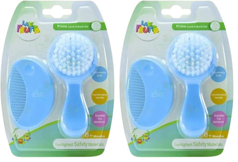La Frutta brush and comb set - Nylon extra Soft Hair, Baby Hair Brush And Comb Set, For New-Born Kid Hair Care, round shape (Pack of 2)