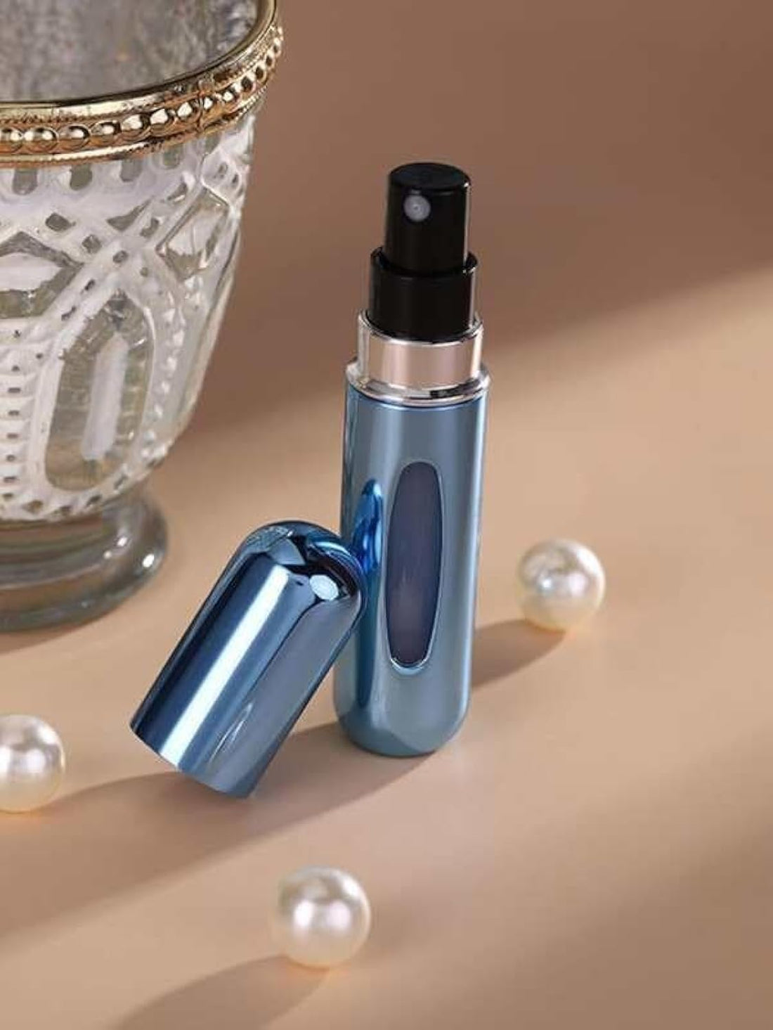 Portable Mini Refillable Perfume, Aftershave Atomizer Empty Spray Bottle for Travel Purse (Blue)