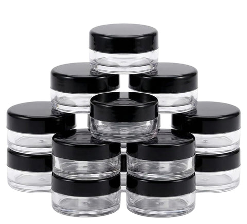 3 Gram 3 ML Jar BPA Free Cosmetic Sample Empty Plastic Container Round Pot with Black Screw Cap Lid Small Tiny 3g Bottle for Make Up Eye Shadow Nails Powder Paint Jewelry (12PCS)