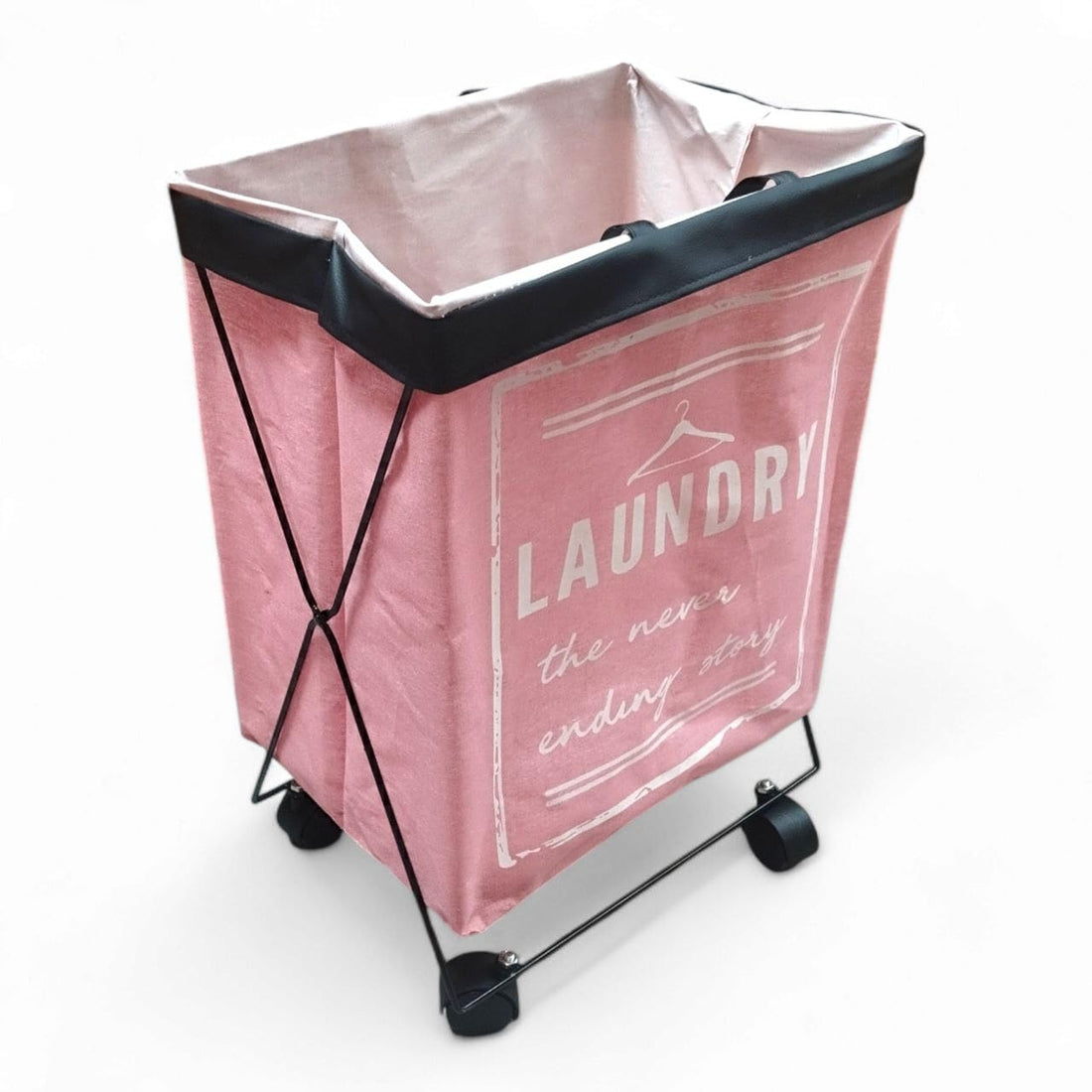 Portable Laundry Hamper with Wheels, Modern X Shape Foldable Laundry Hamper for Easy Storage and Transportation of Clothes, Durable Waterproof Fabric with Carry Handles