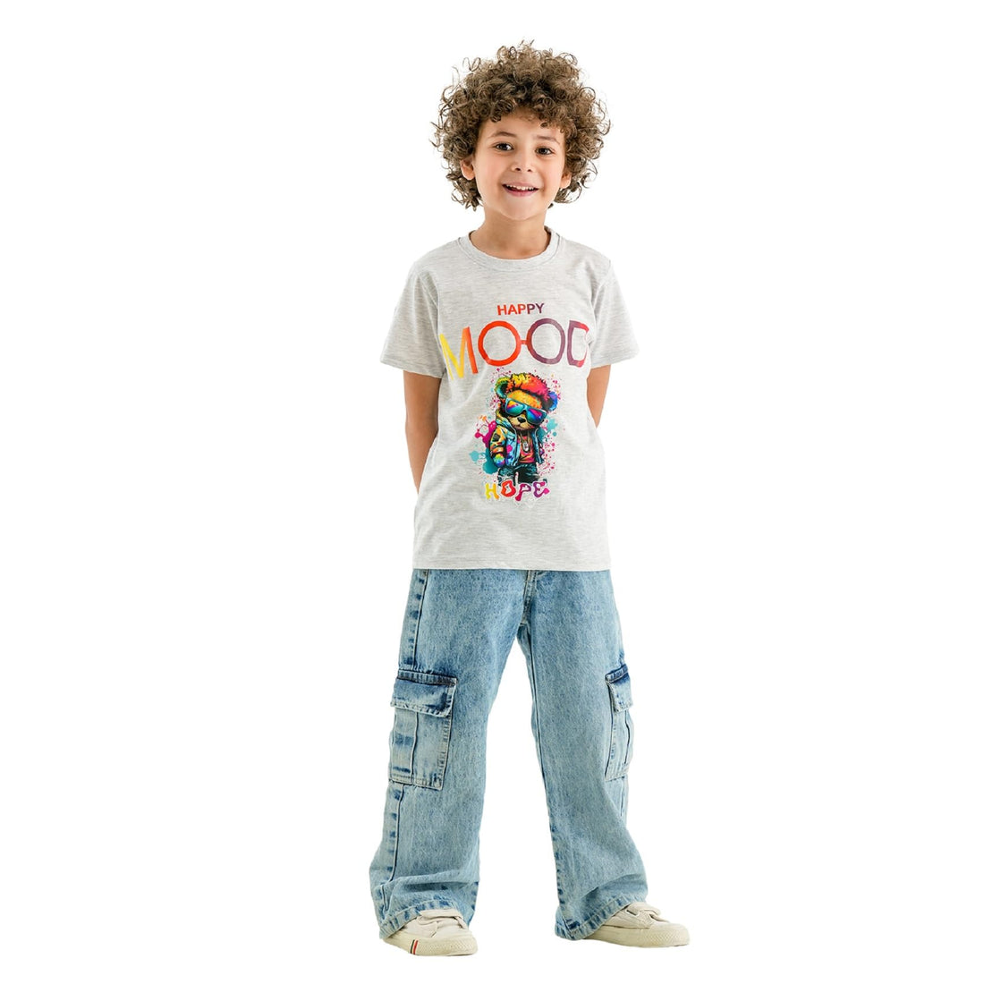 Boys Cotton Half Sleeves T-Shirt Printed Happy Mood Half Sleeves T-Shirt (pack of 1)