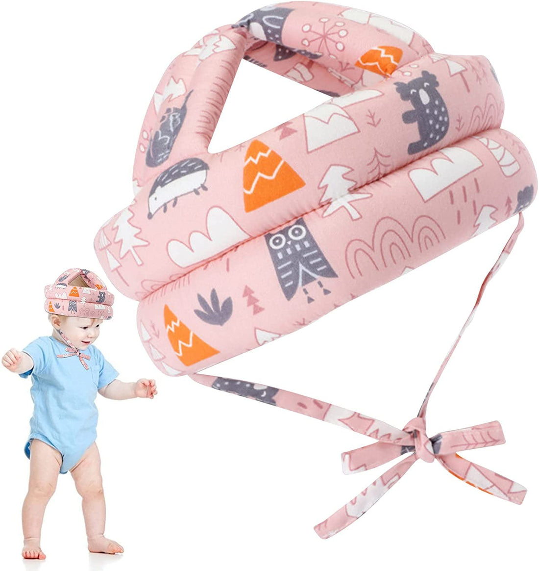 Baby Head Protector - Baby Helmet for Crawling Walking Running - No Bumps and Soft Cushion - Adjustable Protective Cap Infant Baby Safety Headguard Suitable for Children Learning to Walk（Pink）