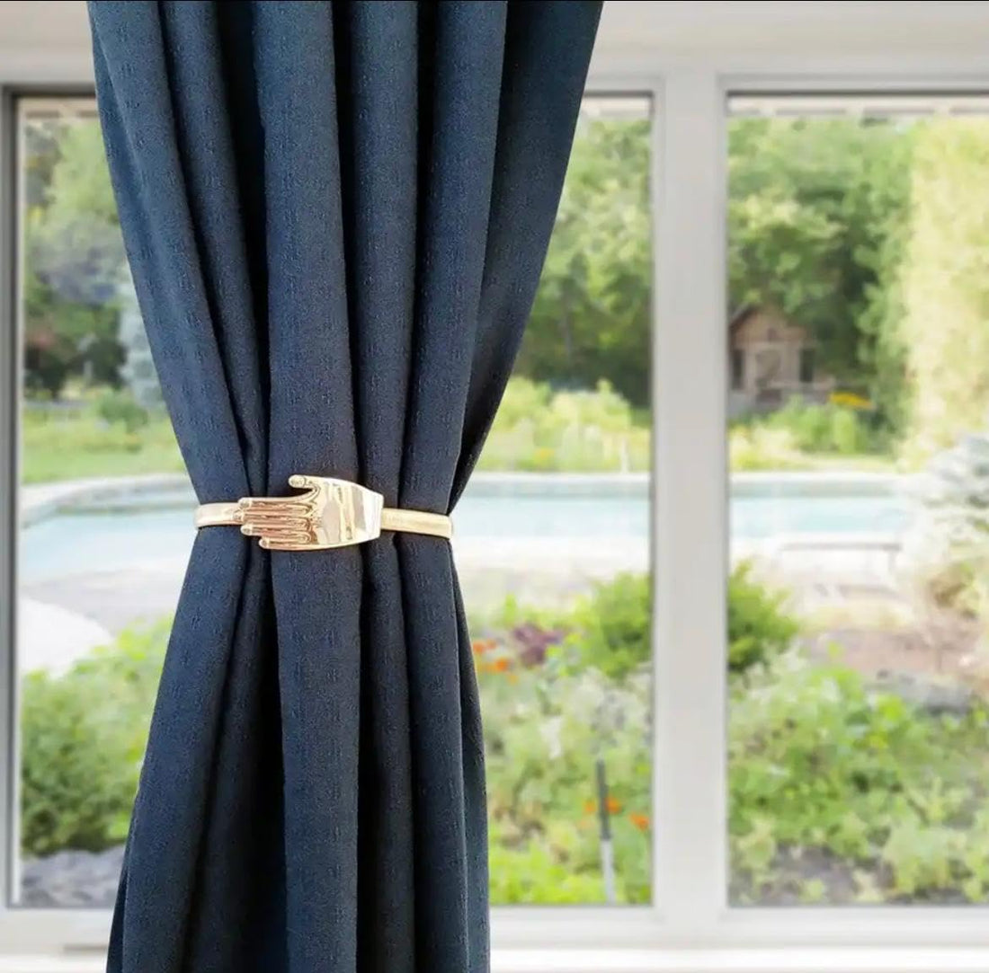 1 Piece Metal Curtain Tiebacks Pearl Elk Leaf Buckle Curtain Holdback Home Decor (Shape 7)