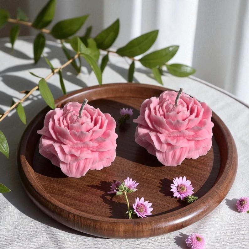 Kaantam Peony Flower Scented Candle Rose Fragrance Decorative Soy Wax Candle for Gifting, Home Décor & Festivals (2)
