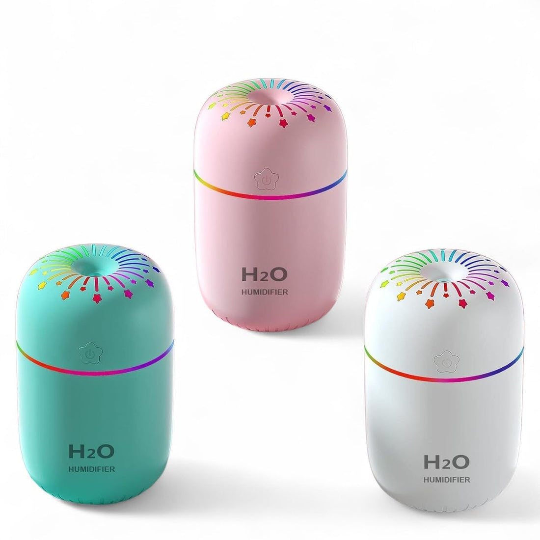 Mini Cool Mist Humidifier, 3 in 1 Ultrasonic Essential Oil Diffuser, 300ml Tank, 7 Colors Changing LED 2 Mist Modes, Quiet Air Humidifier for Room and Bedroom, Perfect for Home, Office, Car (White)