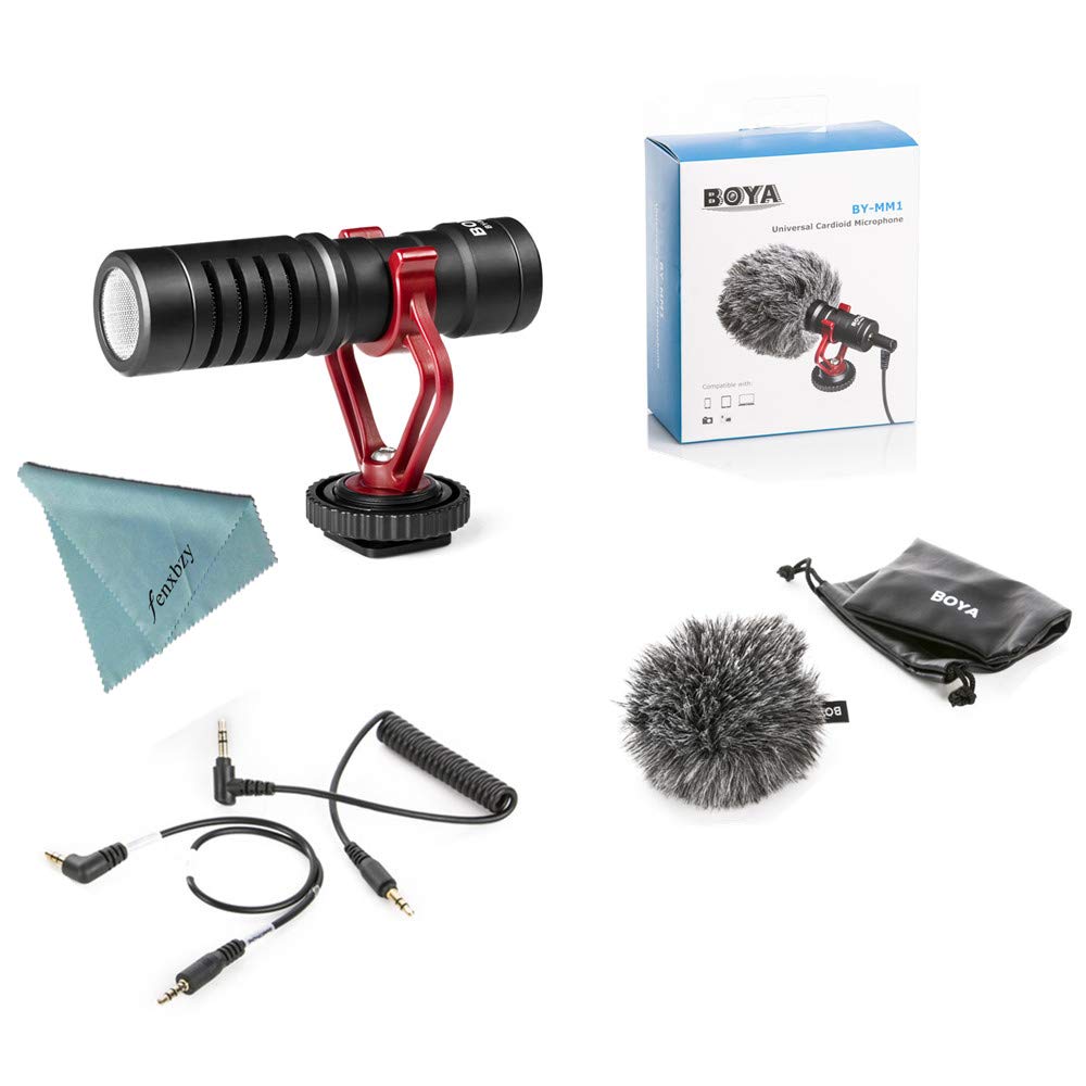 BOYA BY-MM1 Universal Shotgun Microphone On Camera Video Mini Cardioid Microphone for iPhone Broadcast/Talk Show/TV Program Recording for Mac Tablet Canon Nikon Sony DSLR Camera Camcorder (BY-MM1)