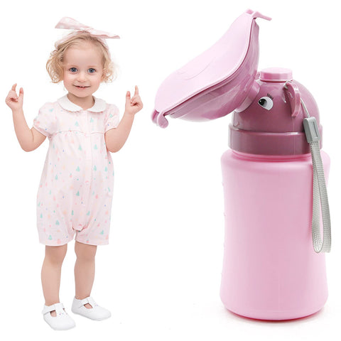 Occuwzz® Travel Potty, Portable Elephant Leakproof Urinal Emergency Toilet Pee Bottle Cup Jar for Toddlers Kids Baby Boys and Potty Pee Training for Outdoor Car Travel Road Trip(Pink)