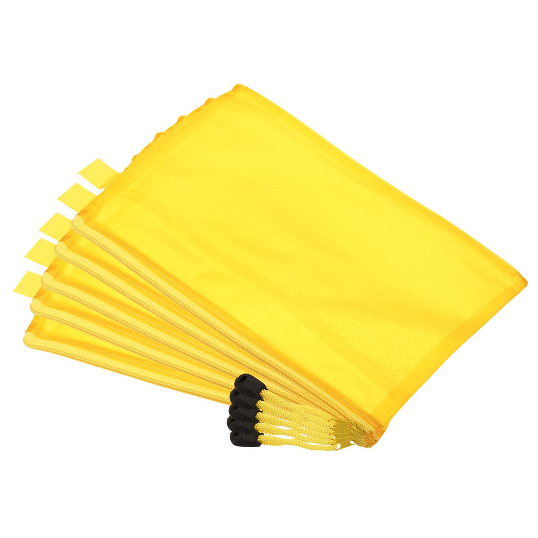 PATIKIL Zipper Pouch, 5 Pack A5 Size Waterproof Nylon Mesh Liner Pencil Case Zipper Cosmetic Bags Checks Travel Supplies Organizer Pouch Bags, Yellow