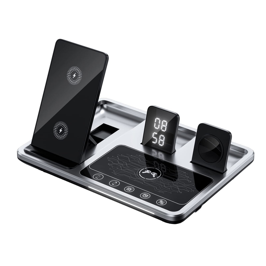 Eacam R11 4 in 1 Wireless Charger Qi Wireless Fast Charging Stand Replacement for iWatch Airpods Pro iP-hone 12/13/Pro/Sam-sung Wireless Charging Pad