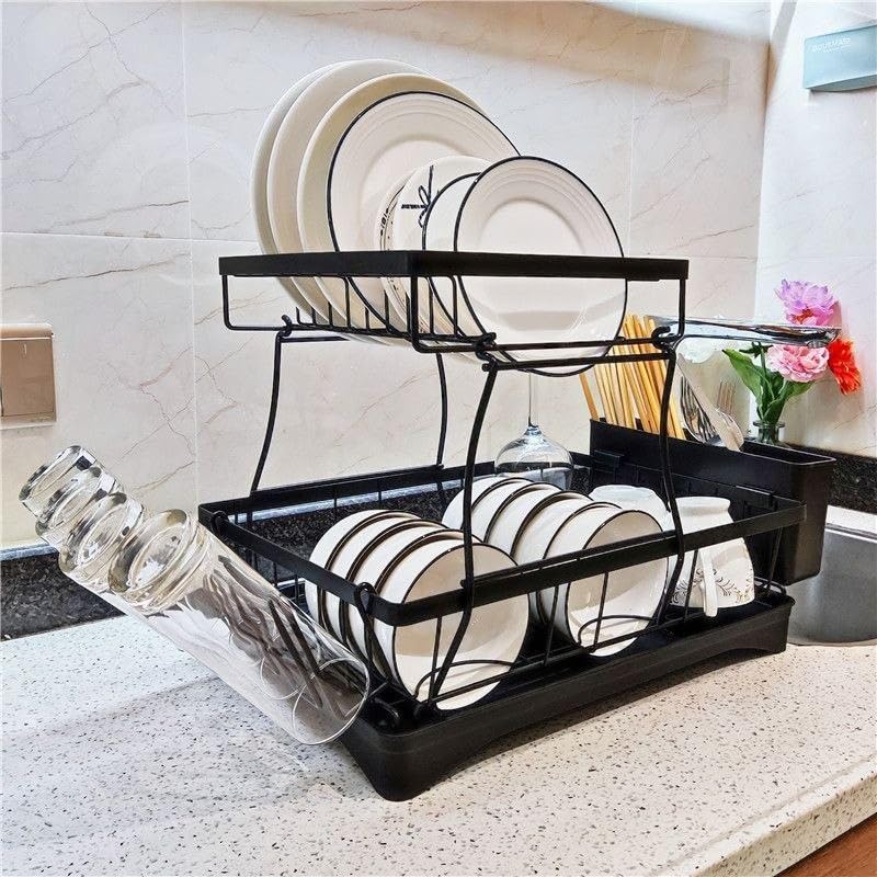 Dish Drying Rack Organizer Large Antibacterial Kitchen Supplies Organizer Dish Rack On A Material Solid Alloy Plastic Multicolor