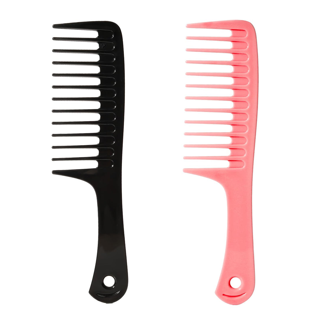 2PCS Wide Tooth Comb for Curls, Large Tooth Detangling Comb for Wet & Dry Curly Hair, Wide Comb for Women & Men(Black-Orange)