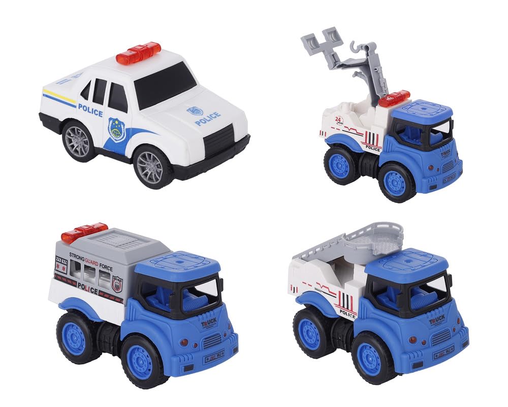 3A Boys F-37 Plastic Police Cars Toy 4 Piece Multi Color