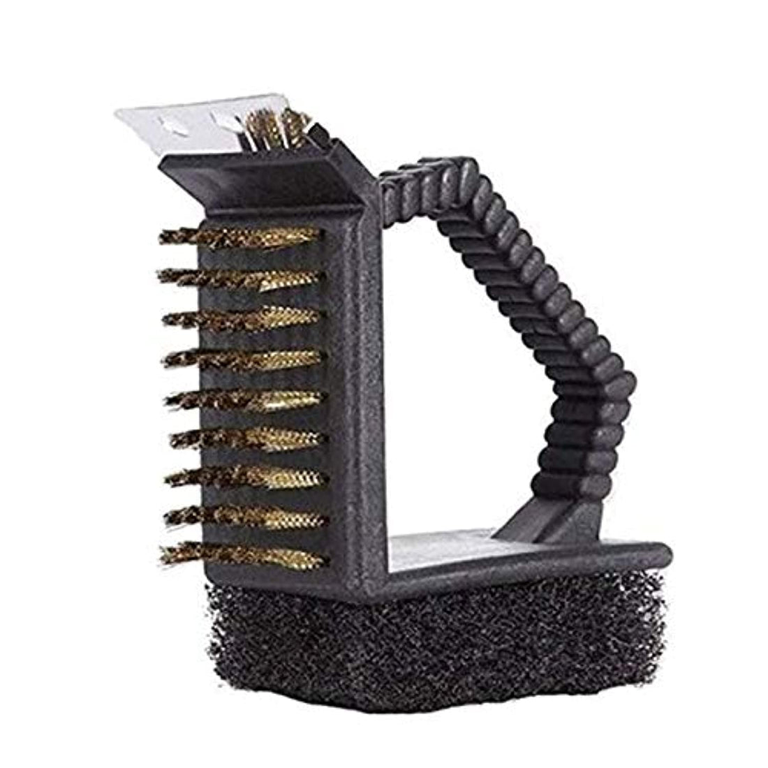 BBQ Cleaning Grill Brush 3 in 1, Multipurpose Barbecue Brush With Copper Wire Cleaning Bristles, Scrub Pad and Stainless Steel Sc, Pack of 1