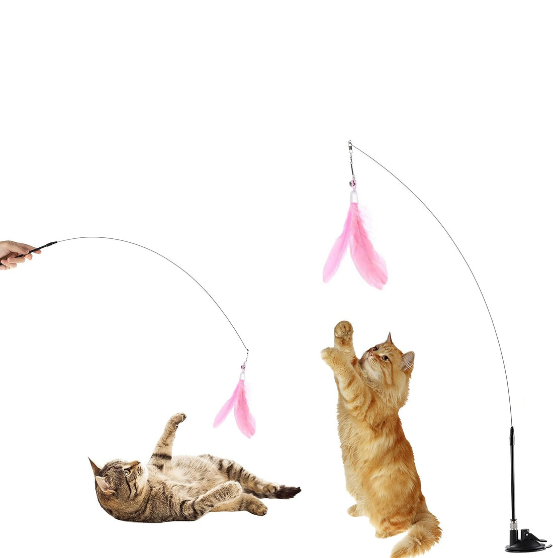 Cat Hair Toy Automatic Interactive Cat Toy Natural Bird Badminton Toy Suction Cup Pet Chase Sports Toy Sports Cat Toy Indoor Boring Cat Gift Cat Toy Set (pink)