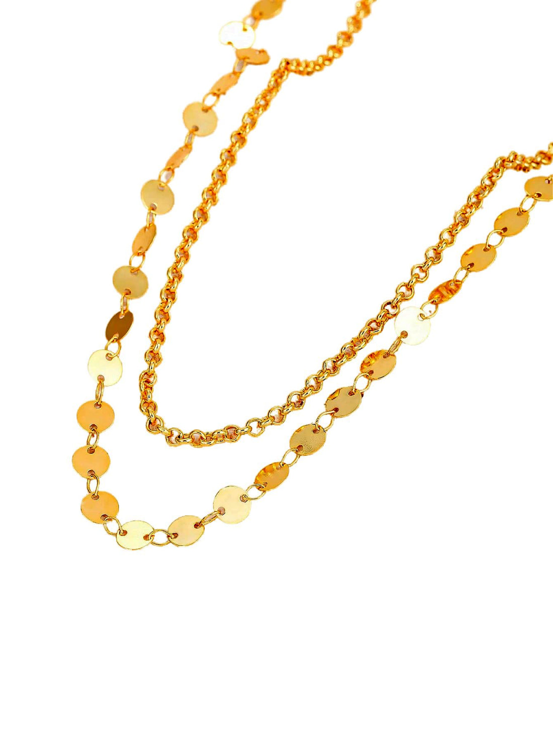Julia Store 18K Gold Plated Stainless Steel Sequins Chain Layered Elegant Deluxe Dainty Trendy Cute Choker Necklace For Women Daily Jewelry