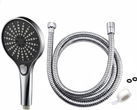 Modern Design Shower Head – Multiple Colors with Flexible Hose – Easy Installation & High Quality (Adjustable Bathroom Shower Head with 3 Functions, Silver)