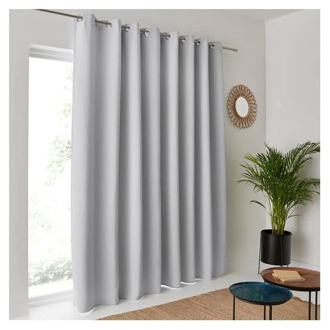 INtex CURTAINS HOUSE Blackout Curtains - Soft Peachy Texture Thermal Insulating Curtains-Silver Steel Grommets Blackout For Living Rooms And Bedrooms - Single Panel 135W X 270L CM Silver