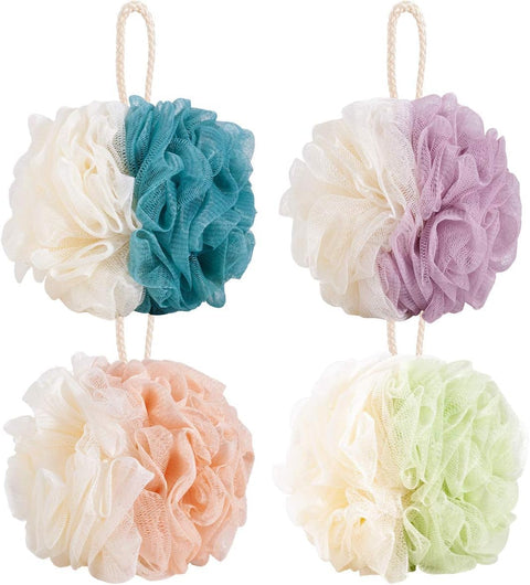 Loofah Shower Pouf Bath Sponge Back Scrubber Lufah Bath Shower - Puff Body Scrubber Exfoliator Sponge for Body Wash Shower for Women and Men-1pc (Multicolor)