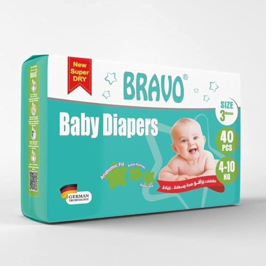 Bravo Kotchi Baby Diapers, Size 3 - Medium, 5-9 Kg - 40 Pieces