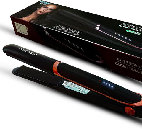 HG-219 Ceramic Hair Straightener, Fast Heating Up to 750°F, 360° Swivel Cord, 35W, Gold