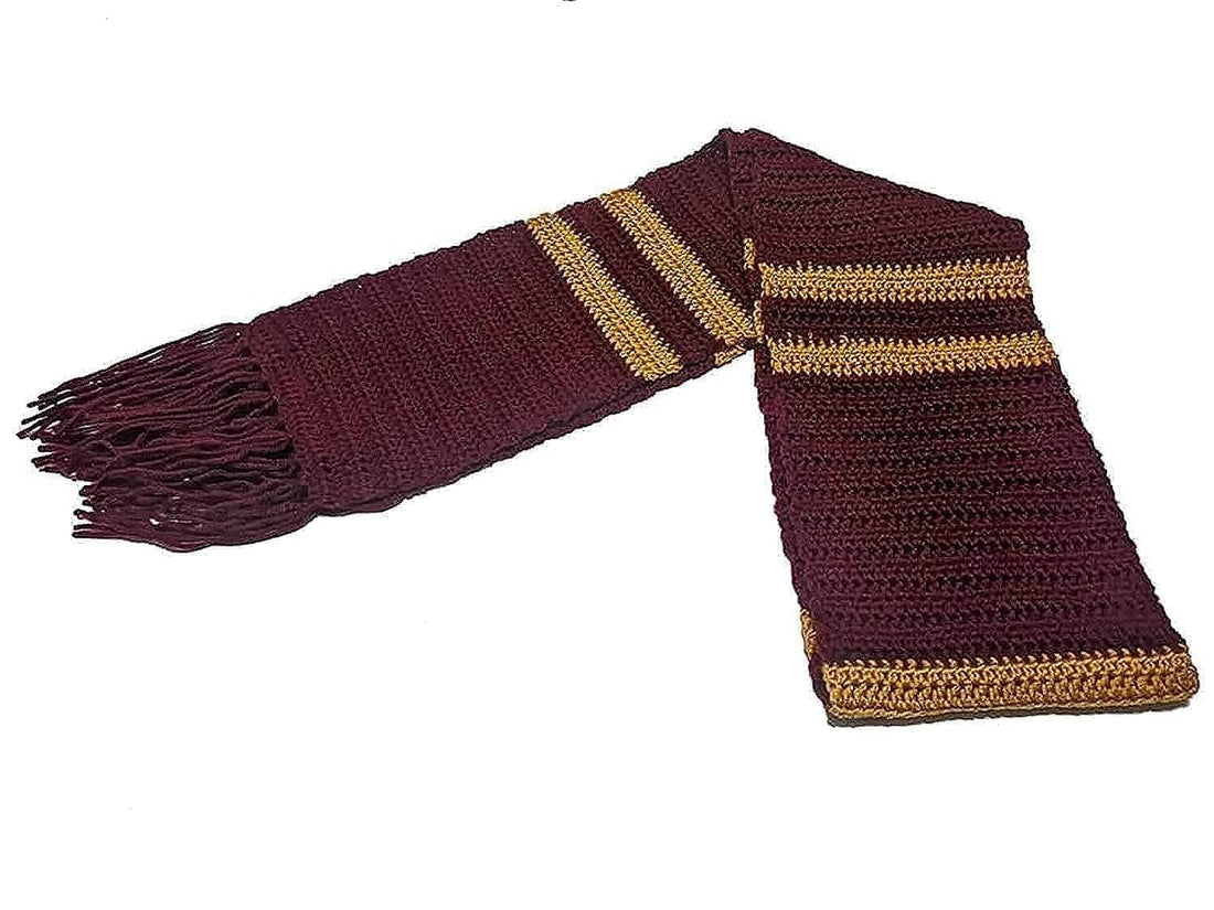 Crochet scarf inspired by Gryffindor Harry Potter Maroon & Yellow - سكارف مستوحاة من هاري بوتر كروشيه